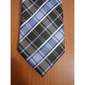 Alexander Julian Colours Tie Plaid Stripe Business Casual Blue Black Mens 61"